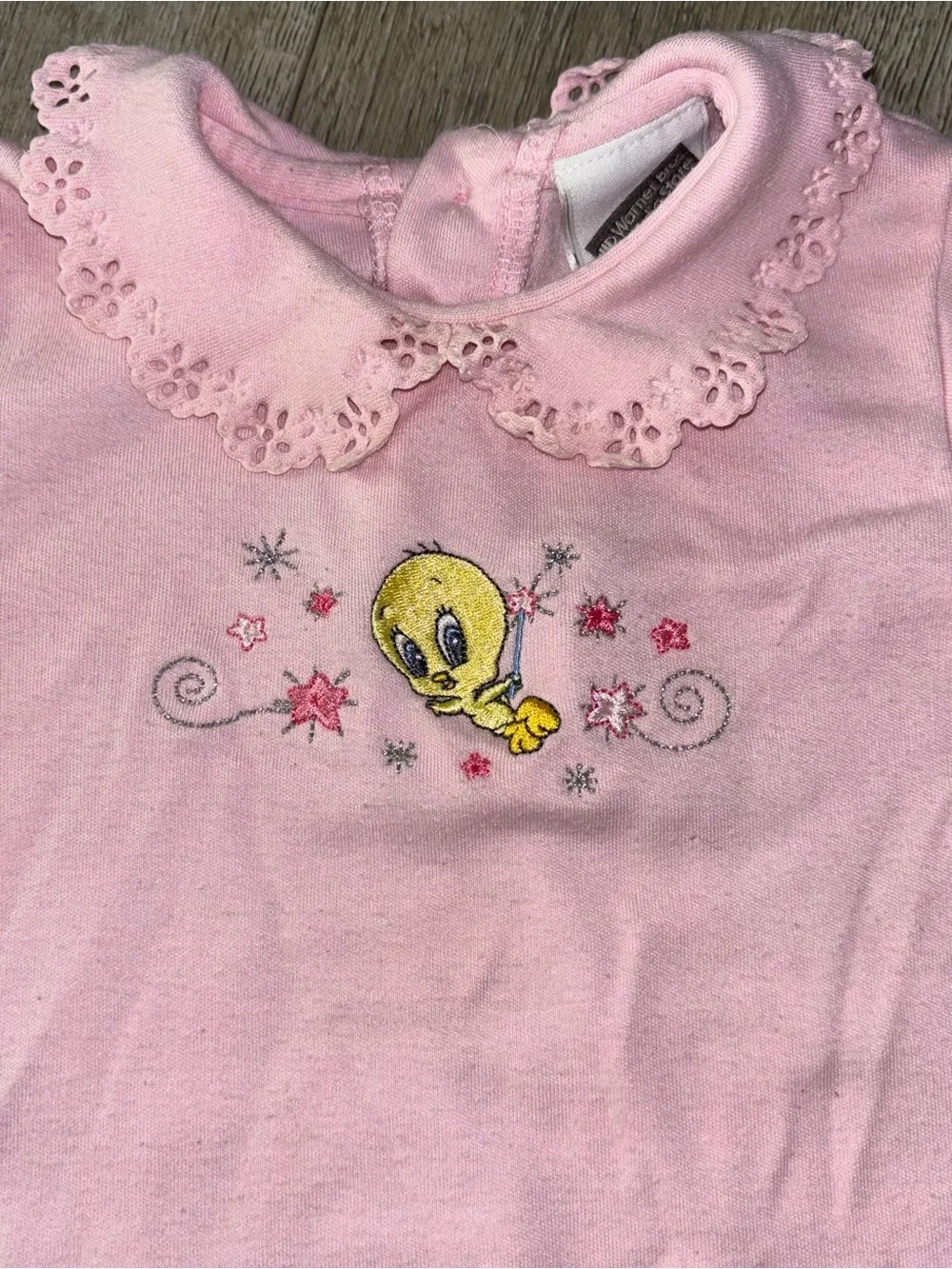 Vintage Y2K Tweety Bird Looney Tunes Pink Baby Body Suit Size 18 Months 2000